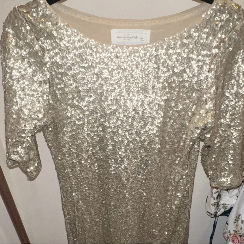 Abercrombie & Fitch Gold Sequin Mini Dress - Picture 3 of 4
